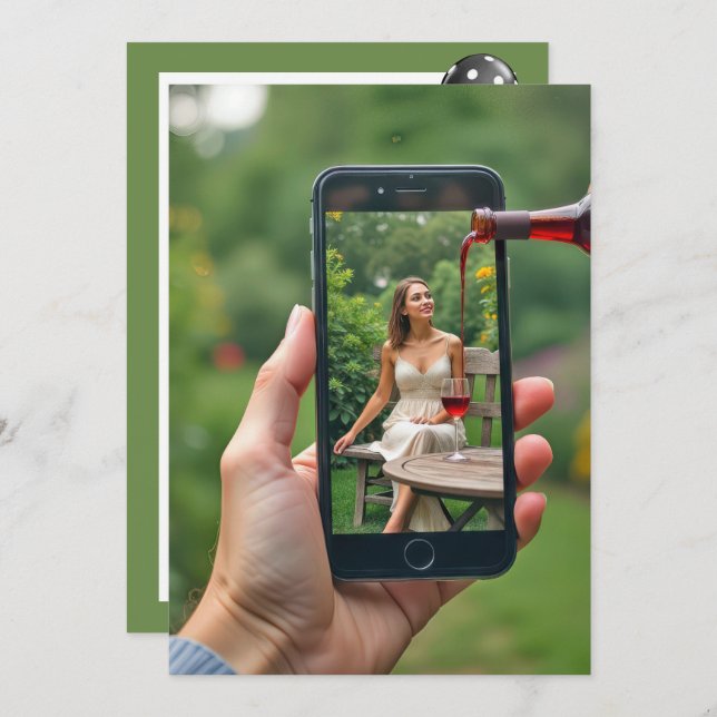 Convite Festa de aniversário de 21 anos de Vinho (Frente/Verso)