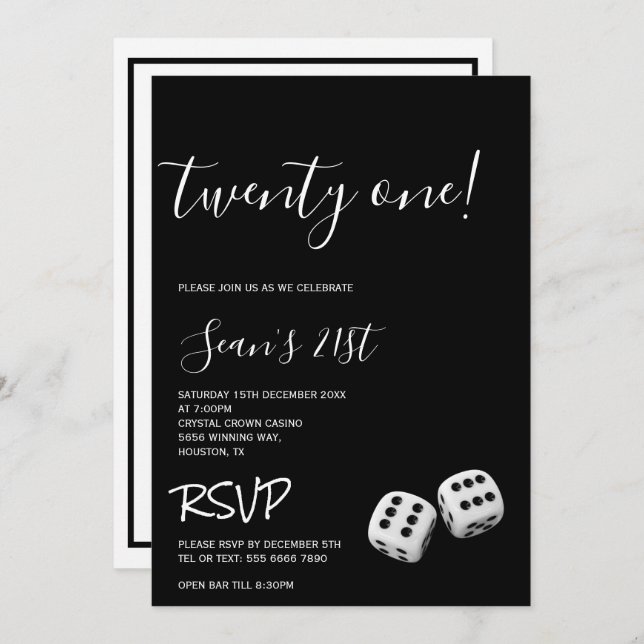 Convite Festa de aniversário de 21 anos do Casino do Homem (Frente/Verso)