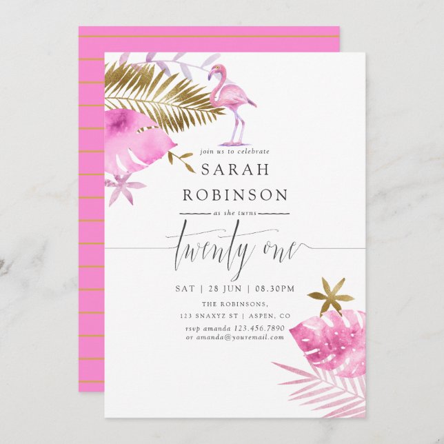 Convite Festa de Aniversário de 21 Anos do Flamingo Tropic (Frente/Verso)