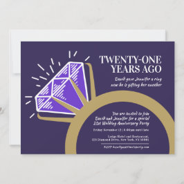 Convite Festa de aniversário de 21 anos iolite anel gráfic