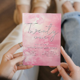 Convite Festa de aniversário de 21 anos Rosa Simples e Ele