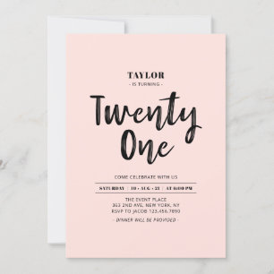 Convite Festa de Aniversário de 21 anos Simples Black & Pi