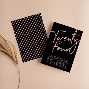 Convite Festa de Aniversário de 24 anos Modern Brush Scrip