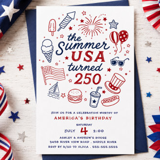 Convite Festa de Aniversário de 250 Anos da América