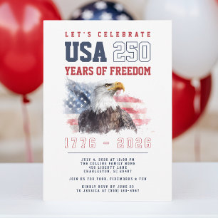 Convite Festa de Aniversário de 250 anos dos EUA 4 de julh