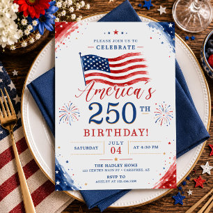 Convite Festa de Aniversário de 250 anos dos EUA América e