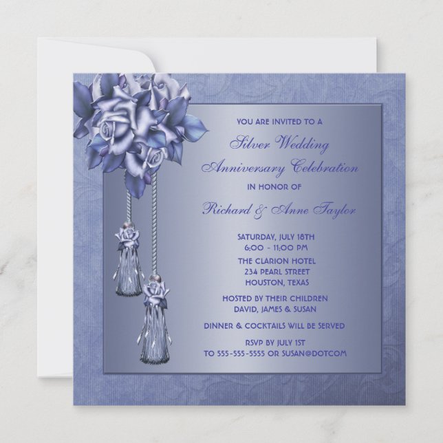 Convite Festa de Aniversário de 25 Anos de Casamento Purpl (Frente)