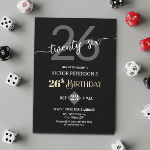 Convite Festa de Aniversário de 26 Anos Masculina Minimali