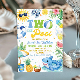Convite Festa de Aniversário de 2 Anos à Beira da Piscina