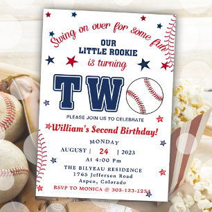Convite Festa de Aniversário de 2 anos de Beisebol 