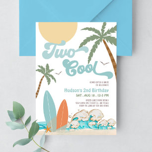 Convite Festa de Aniversário de 2 Anos na Praia com Surf d