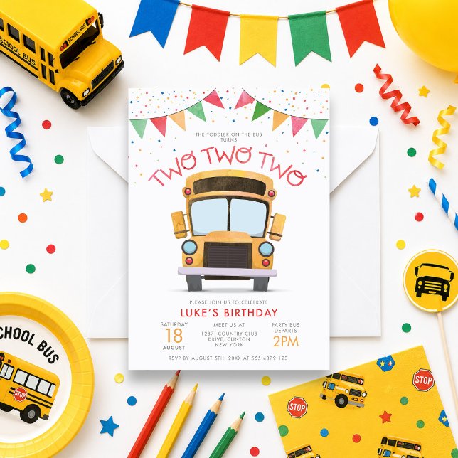 Convite Festa de Aniversário de 2 anos no Ônibus (Criador carregado)
