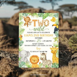 Convite Festa de Aniversário de 2 Anos Safari com Dois Ani