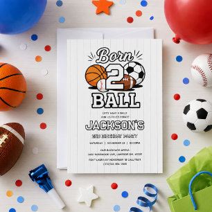 Convite Festa de Aniversário de 2 Anos Tema Esportes Born