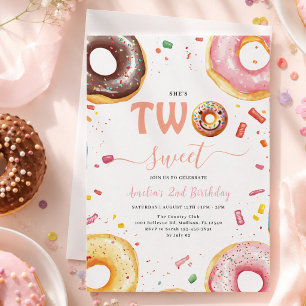 Convite Festa de Aniversário de 2 anos Two Sweet Donuts