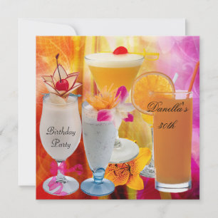 Convite Festa de Aniversário de 30 Anos Bebidas Tropicais 