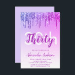 Convite Festa de aniversário de 30 anos com brilho rosa pú<br><div class="desc">Sparkle roxo e cor-de-rosa e Convite de festas de aniversário de 30 anos de Ombre Brilhante e Brilhante. Este moderno convite de 30 anos é perfeito para o moderno e elegante Sparkle Glitter Girly Party, que quer comemorar no estilo. Entre em contato com o designer para encontrar itens personalizados correspondentes....</div>