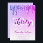 Convite Festa de aniversário de 30 anos com brilho roxo<br><div class="desc">Sparkle roxo e rosa-quente e Convite de festas de aniversário de 30 anos brilhante de Festa de aniversário brilhante. Este moderno convite de 30 anos é perfeito para um glam Sparkle Glitter Girly Party que procura celebrar no estilo. Entre em contato com o designer para encontrar itens personalizados correspondentes.</div>