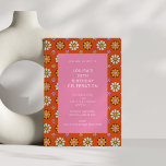 Convite Festa de aniversário de 30 anos cor-de-rosa laranj<br><div class="desc">Groovy Retro 60s Flores Laranja e aniversário de 30 anos cor-de-rosa - a idade pode ser alterada</div>