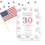 Convite Festa de aniversário de 30 anos da família Red Whi<br><div class="desc">Aniversário de 30 anos azul e branco vermelho design de convite para uma festa de piquenique ou um biscoito ao ar livre amigo da família</div>