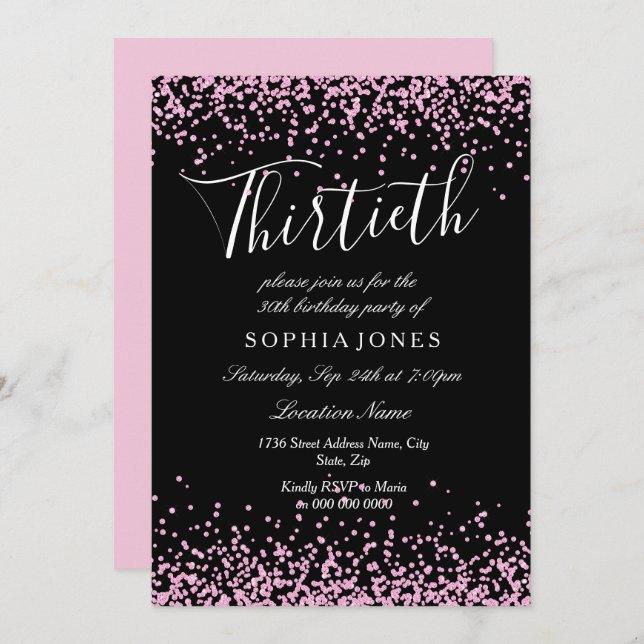 Convite Festa de aniversário de 30 anos das Meninas Cinzen (Frente/Verso)