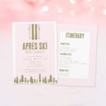 Convite Festa de aniversário de 30 anos de Apres Ski Winte<br><div class="desc">Perfeito para Festas de aniversário de 30 anos de Esqui de Apres e getaways de inverno! Com um design cor-de-rosa e ouro ousado e fontes modernas, estes convites são perfeitos para a sua viagem às raparigas. As costas incluem espaço para o seu itinerário. Localizar itens de parte correspondentes no meu...</div>