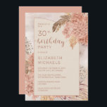 Convite Festa de aniversário de 30 anos de Blooms de Hydra<br><div class="desc">A terça coloração da água da boêmia seca por blush hydrangeas,  allium e pampas,  design de aniversário milestone da mulher do "Partido aniversário de 30 anos" floral. Design composto por Holiday Hearts Design (direitos reservados).</div>