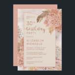 Convite Festa de aniversário de 30 anos de Blooms de Hydra<br><div class="desc">A terça coloração da água da boêmia seca por blush hydrangeas,  allium e pampas,  design de aniversário milestone da mulher do "Partido aniversário de 30 anos" floral. Design composto por Holiday Hearts Design (direitos reservados).</div>