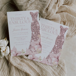 Convite Festa de aniversário de 30 anos de Floral e Vestid