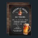 Convite Festa de aniversário de 30 anos de Saúde e Cerveja<br><div class="desc">Aplausos e cervejas. Convites de aniversário. É fácil personalizar. Todo o texto é ajustável e fácil de mudar para as necessidades do seu próprio partido. Elementos de fundo para painéis de chalkboard e madeiras rústicas. Diversão Chalkboard espirra e floresce. Caneca de cerveja de aquarela. Convites para ele. design de aniversário...</div>