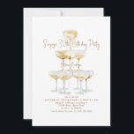 Convite Festa de aniversário de 30 anos de Surpresa em Tor<br><div class="desc">Torre de champanhe. Dourado texto. Convite. Convite de festas de aniversário de 30 anos surpresa.</div>