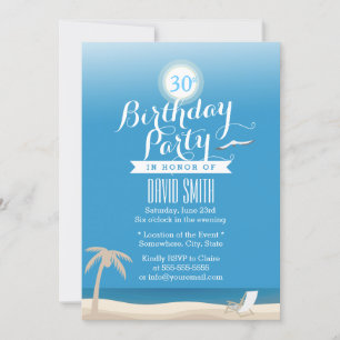 Convite Festa de aniversário de 30 anos de Tema da Praia
