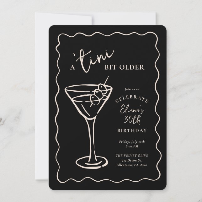 Convite Festa de aniversário de 30 anos de Tini Bit Antigo (Frente)