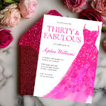 Convite Festa de aniversário de 30 anos de vestir de faísc<br><div class="desc">Aniversário de 30 anos de Vestido Rosa Quente do Partido Trinta e Fabuloso Variações de Convite para o convite e itens correspondentes na nossa loja</div>