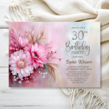 Festa de Aniversário de 30 Anos Elegante em Rosa F