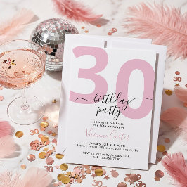 Convite Festa de Aniversário de 30 anos Escrito em Rosa Br