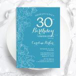 Convite Festa de aniversário de 30 anos Floral Azul Claro<br><div class="desc">Convite de festas Floral Azul Claro aniversário de 30 anos. Design minimalista moderno com desenhos botânicos em destaque e letra de script de tipografia. Simples trendy convida cartão perfeito para uma festa de na moda. Pode ser personalizado para qualquer idade. Impressos convites Zazzle ou modelo de impressão digital instantânea para...</div>