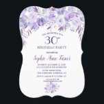 Convite Festa de aniversário de 30 anos Floral Azul Púrpur<br><div class="desc">Elegante design de placa flexível azul púrpura púrpura púrpura Elegante Paleta de aquarelas elegante: roxo claro,  tons de lavanda e azul empoeirado. Flores de aquarela macia e lindas fontes. Use a ferramenta Personalizar para adicionar suas informações. Para itens correspondentes,  por favor,  visite minha Coleção Floral Azul Púrpura Leve.</div>