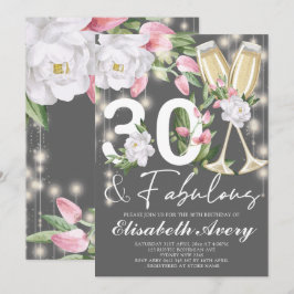 Convite Festa de Aniversário de 30 Anos Floral Fabulosa