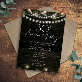 Convite Festa de Aniversário de 30 anos Luzes de Madeira R