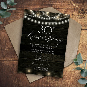 Convite Festa de Aniversário de 30 anos Luzes de Madeira R
