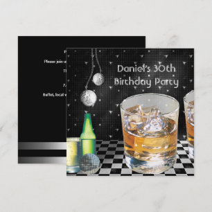 Convite Festa de Aniversário de 30 anos masculina Bebidas