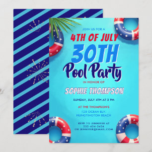 Convite Festa de Aniversário de 30 Anos no Pool com Tema A