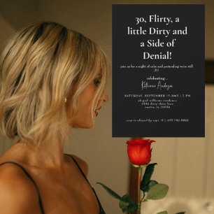 Convite Festa de aniversário de 30 anos preto e branco