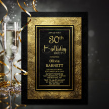 Festa de Aniversário de 30 Anos Preto e Dourado El