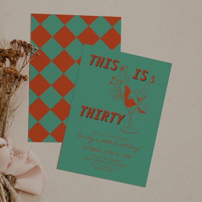 Convite Festa de aniversário de 30 anos Retrópico Laranja  (Criador carregado)