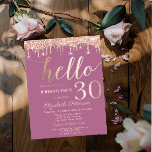 Convite Festa de Aniversário de 30 anos Rosa Dourado com P