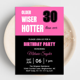 Convite Festa de Aniversário de 30 Anos Rosa Quente Mais V