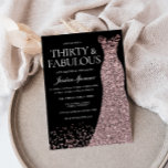 Convite Festa de aniversário de 30 anos Rosa,, Vestidas Do<br><div class="desc">Rosa Negra,  Dourada Vestido,  aniversário de 30 anos Convite de festas 30 e fabulosas Variações para o convite e itens correspondentes na nossa loja</div>