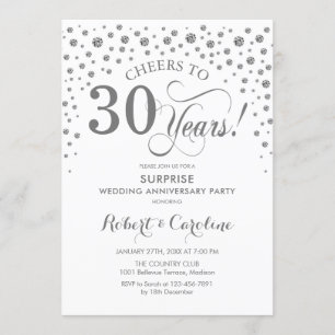 Convite Festa de Aniversário de 30 anos Surpresa - Branco 